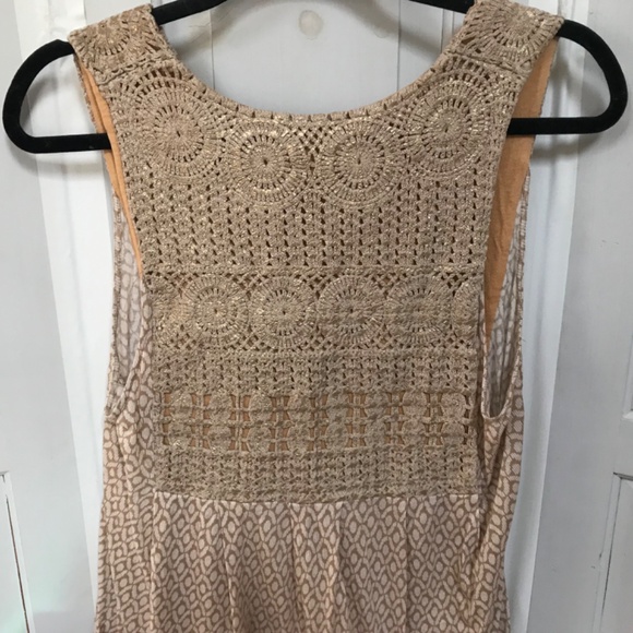 Tiny Tan Crochet Lace Sleeveless Top w/ Metallic Detail - Picture 11 of 14